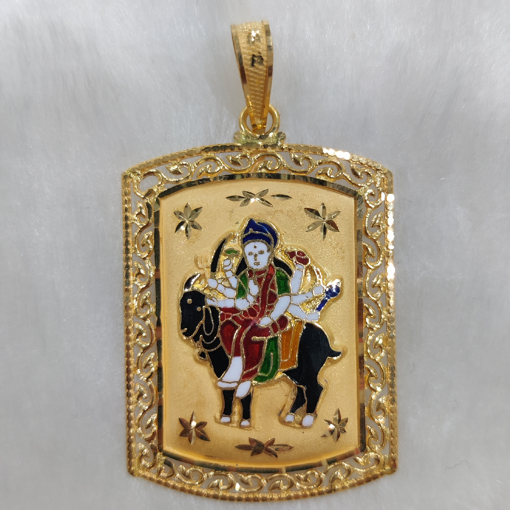 916 Gold Fancy Meladi Maa Minakari Pendant