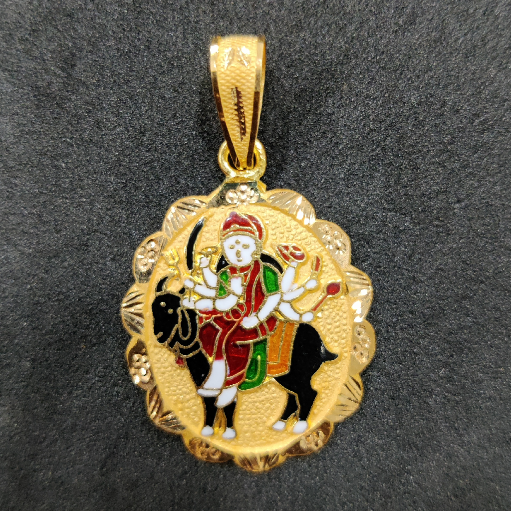 916 Gold Meladi Maa Minakari Pendant