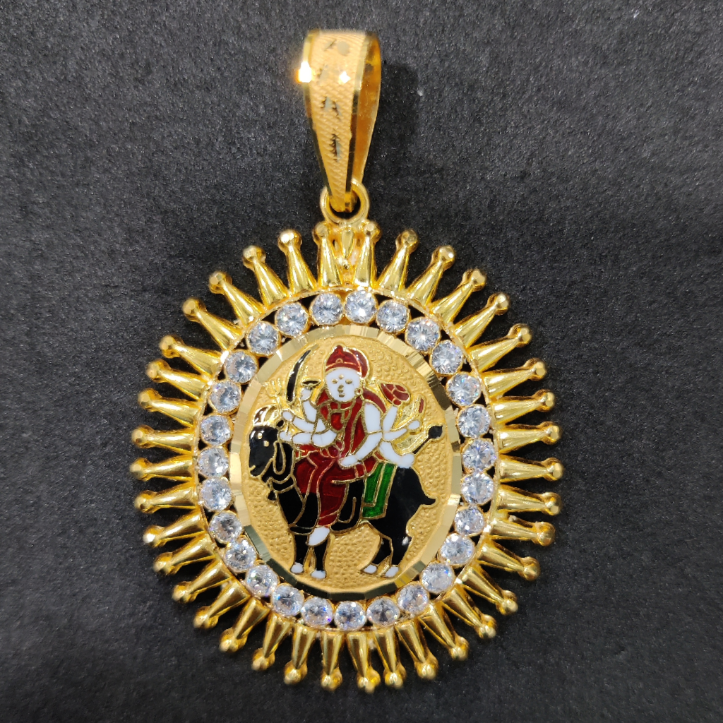 916 Gold Fancy Meladi Maa Minakari Pendant