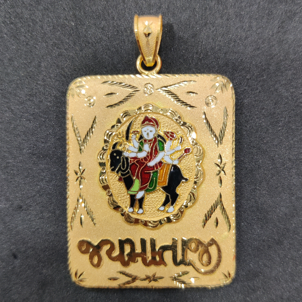 916 Gold Fancy Meladi Maa Minakari Pendant
