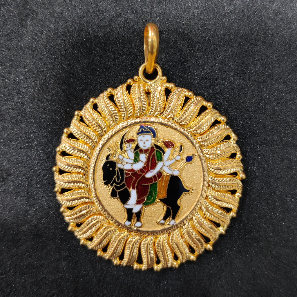 916 Gold Fancy Meladi Maa Minakari Pendant