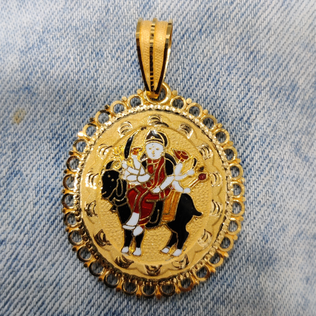 916 Gold Fancy Meladi Maa Minakari Pendant