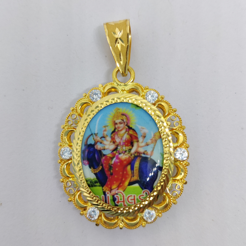 916 Gold Fancy Meladi Maa Photo Frame Pendant