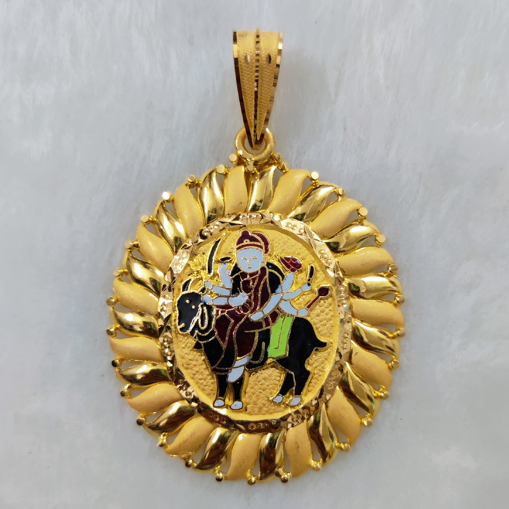 916 Gold Fancy Meladi Maa Minakari Pendant