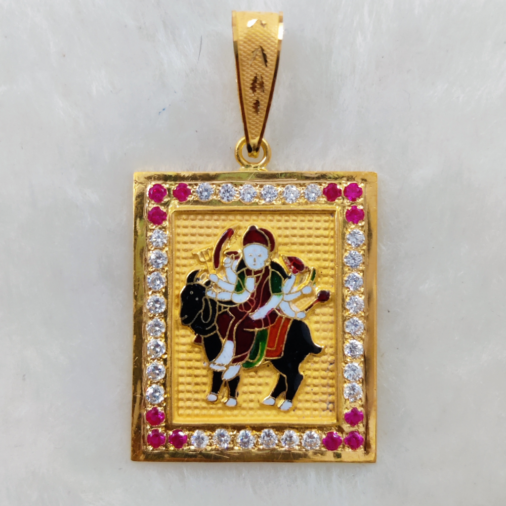 916 Gold Fancy Gent's Meladi Maa Minakari Pendant