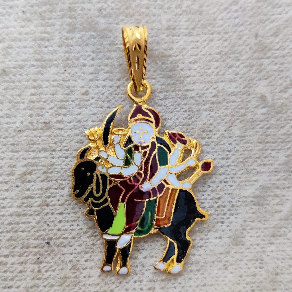 916 Gold Meladi Maa Aricutting Minakari Pendant