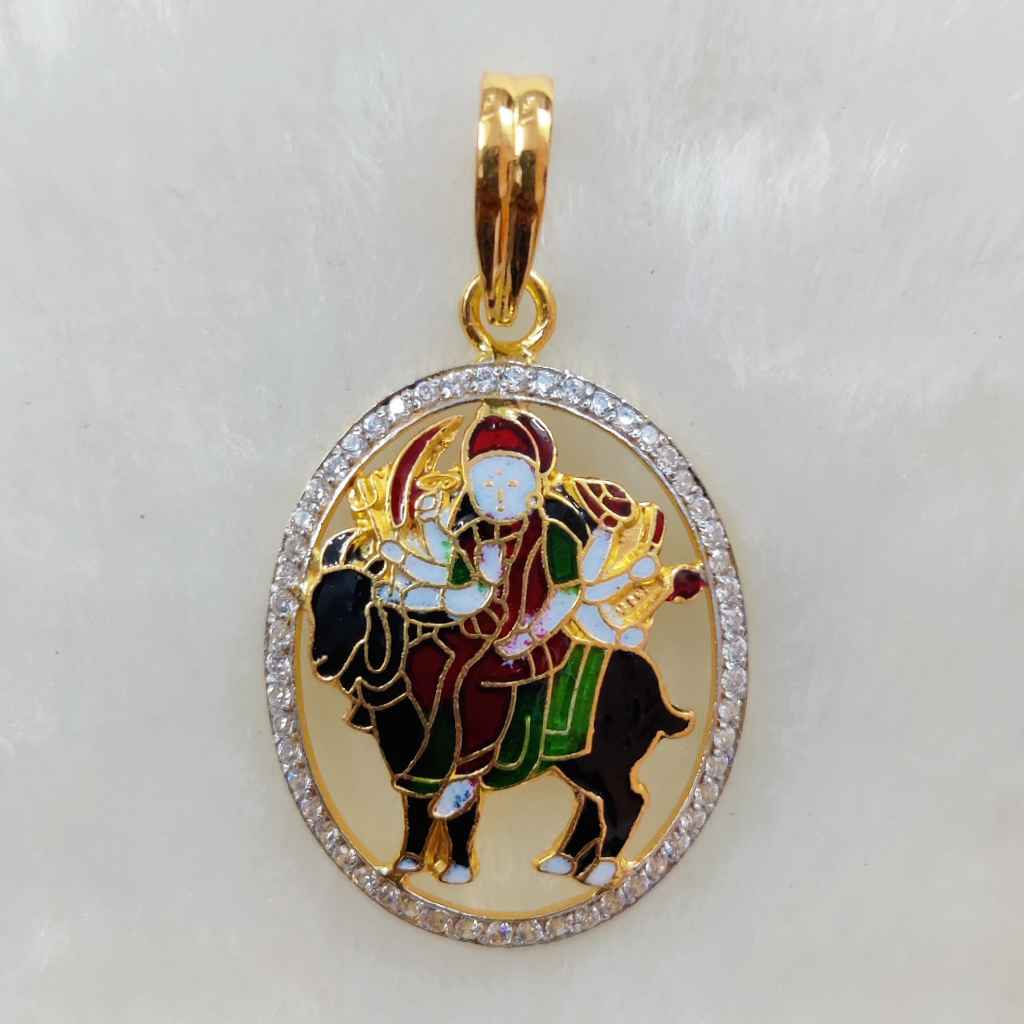 916 Gold Fancy Meladi Maa Minakari Pendant