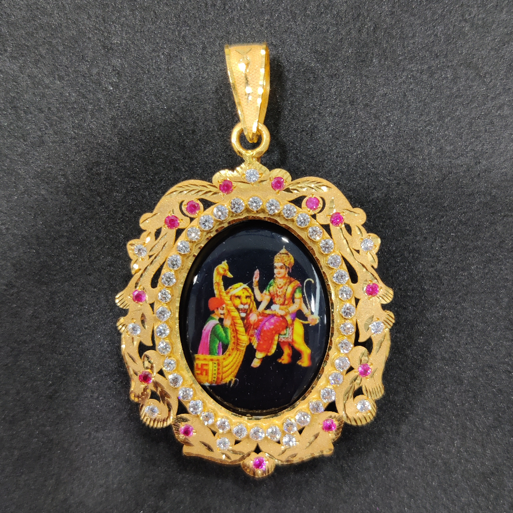 916 Gold Fancy Gent's Vahanvati/Sikotar Maa Photo Frame Pendant
