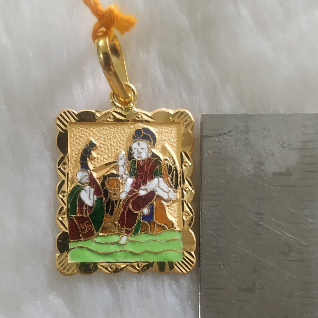 916 Gold Vahanvati Maa Minakari Pendant
