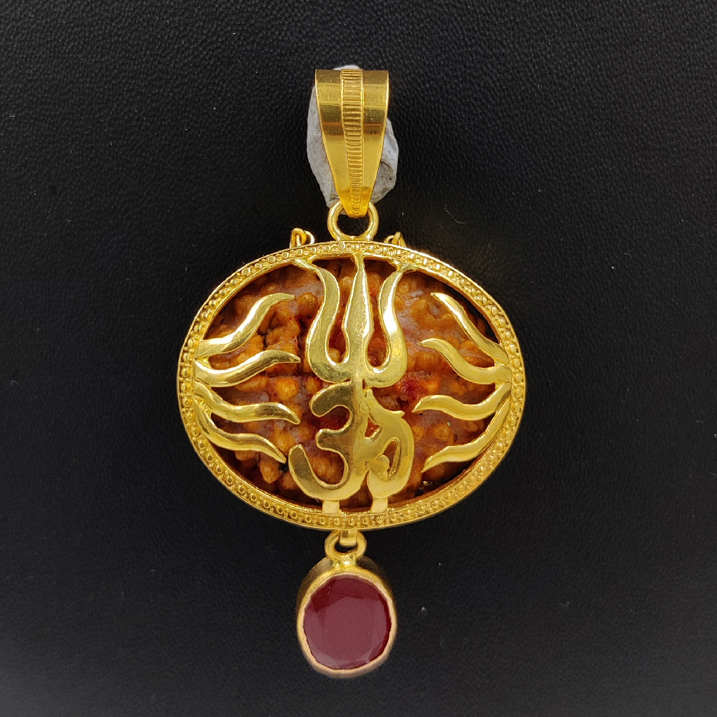 916 Gold Fancy 2 Mukhi Rudraksh Pendant