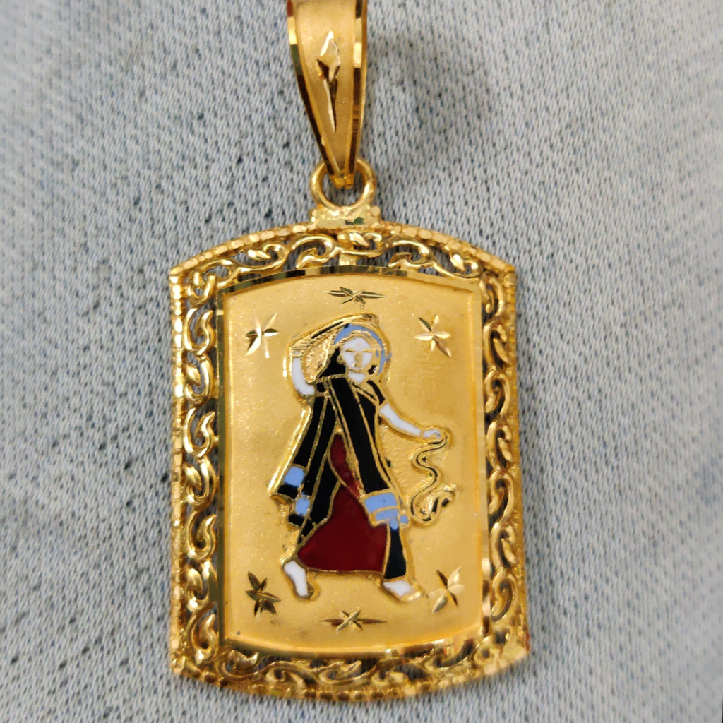 916 Gold Fancy Gent's Mogal Maa Minakari Pendant
