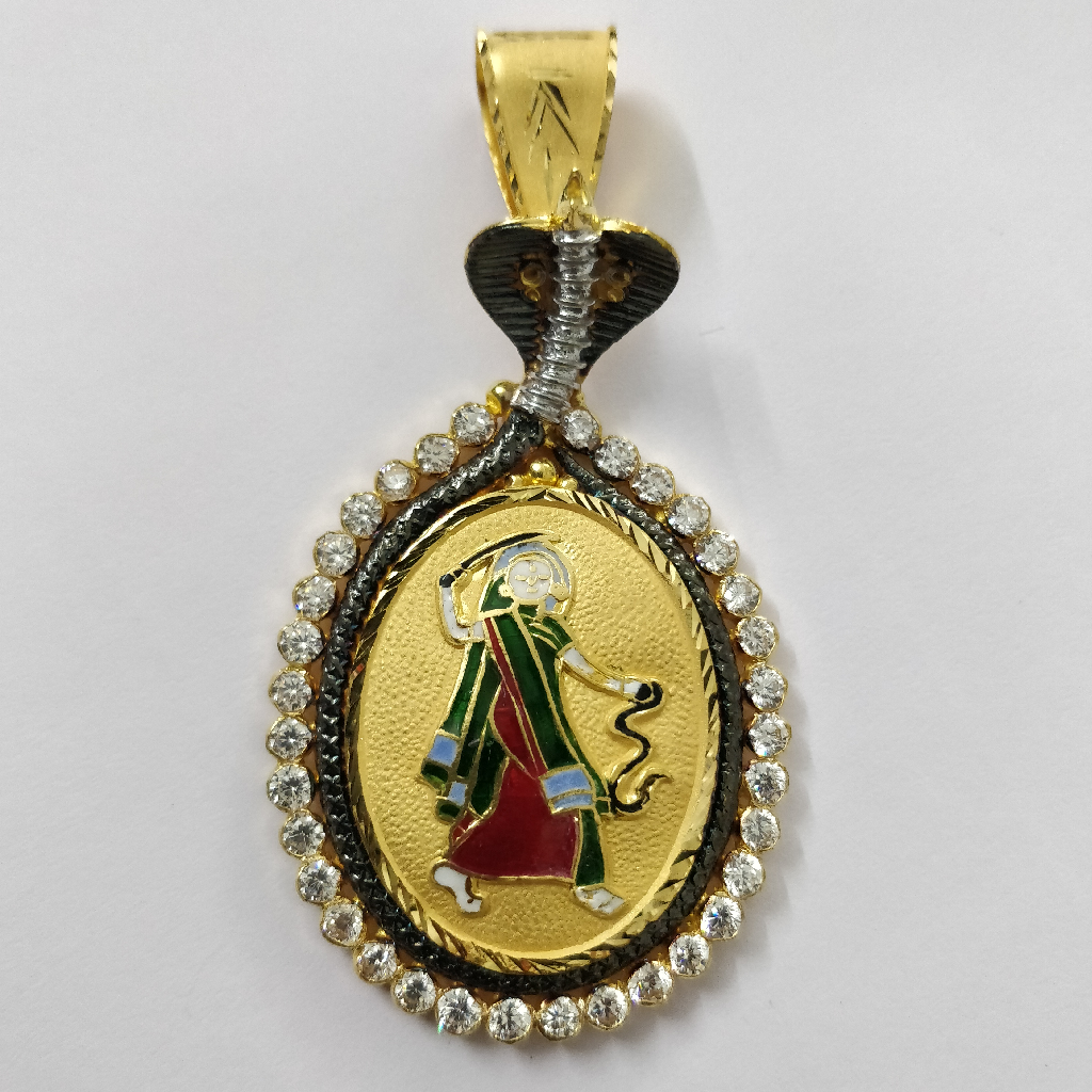 916 Gold Fancy Gent's Mogal Maa Minakari Pendant