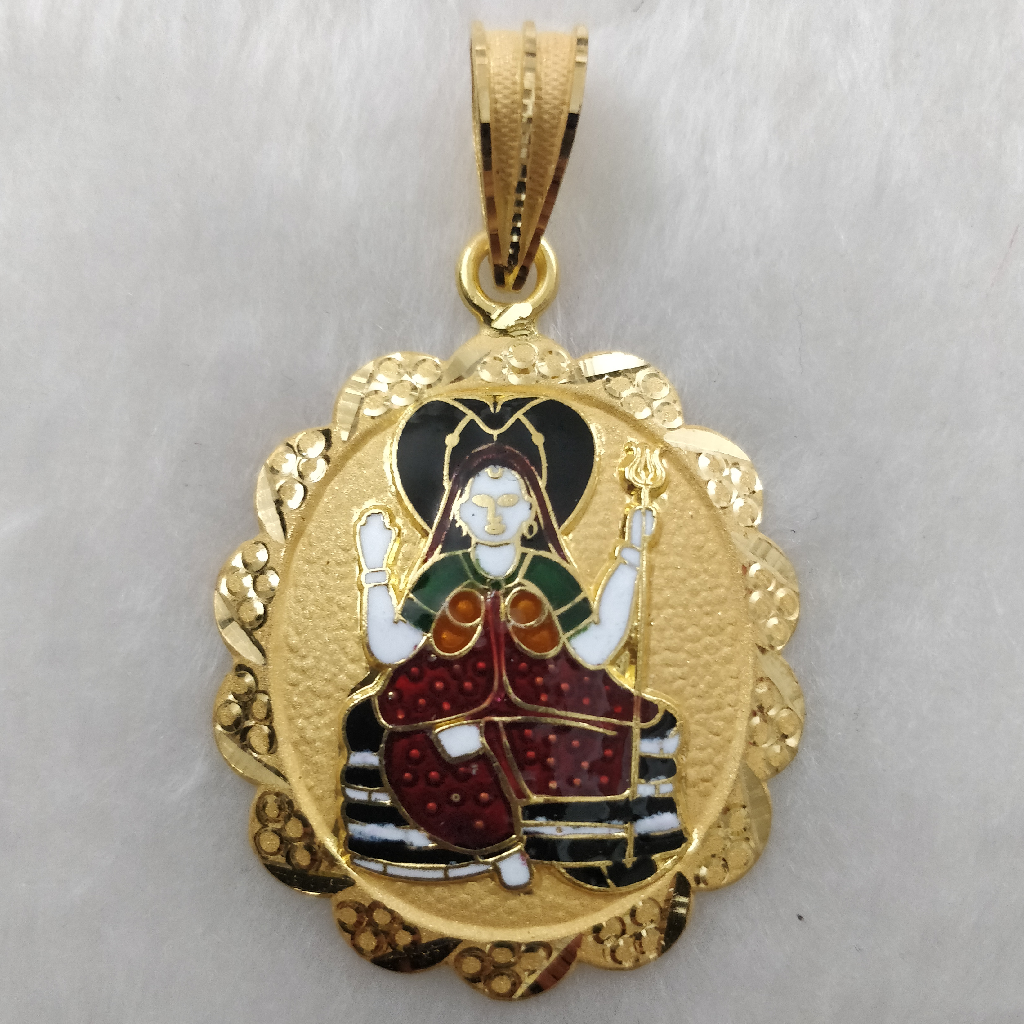 916 Gold Fancy Gent's Machharali Mogal Maa Minakari Pendant