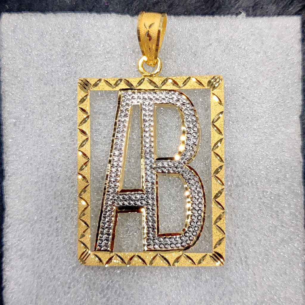 916 Gold Fancy Gent's AB Monogram Aricutting Pendant