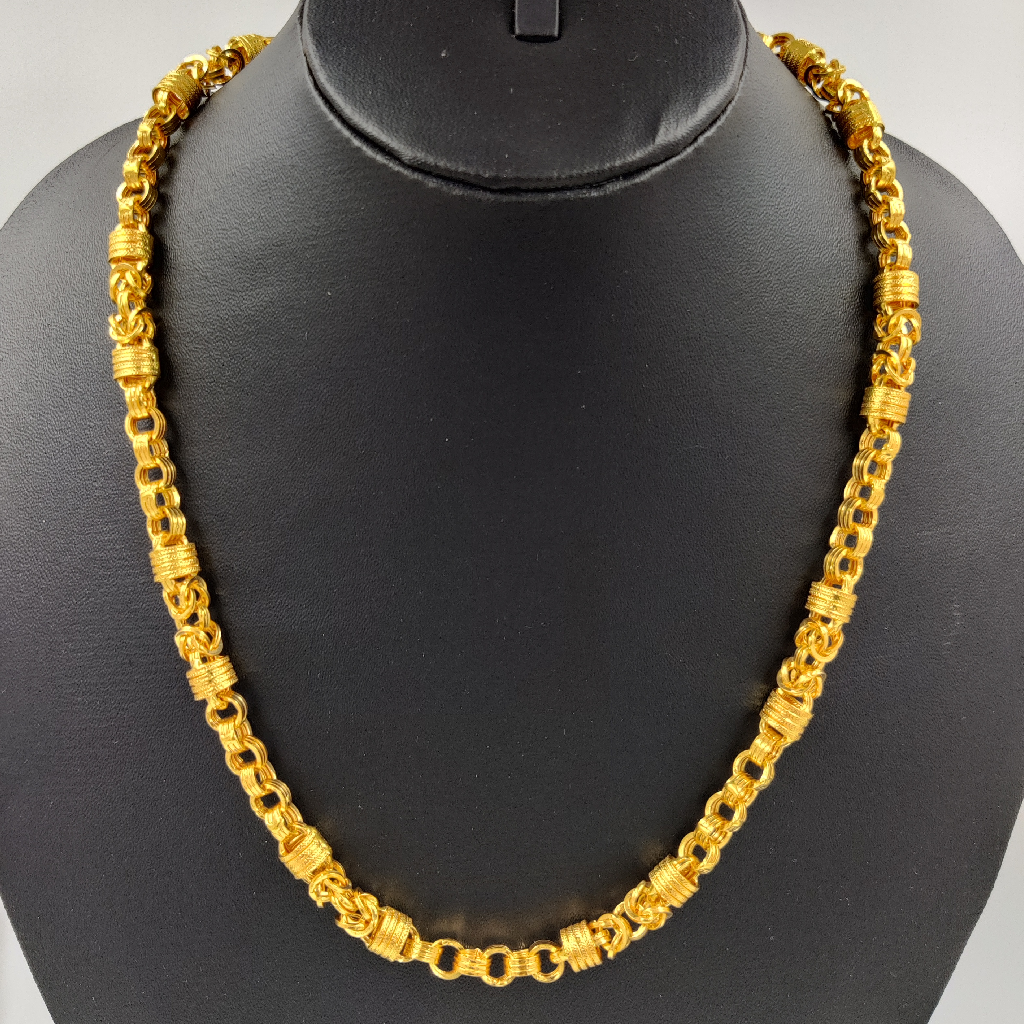 916 Gold Fancy Gent's Hollow Chain