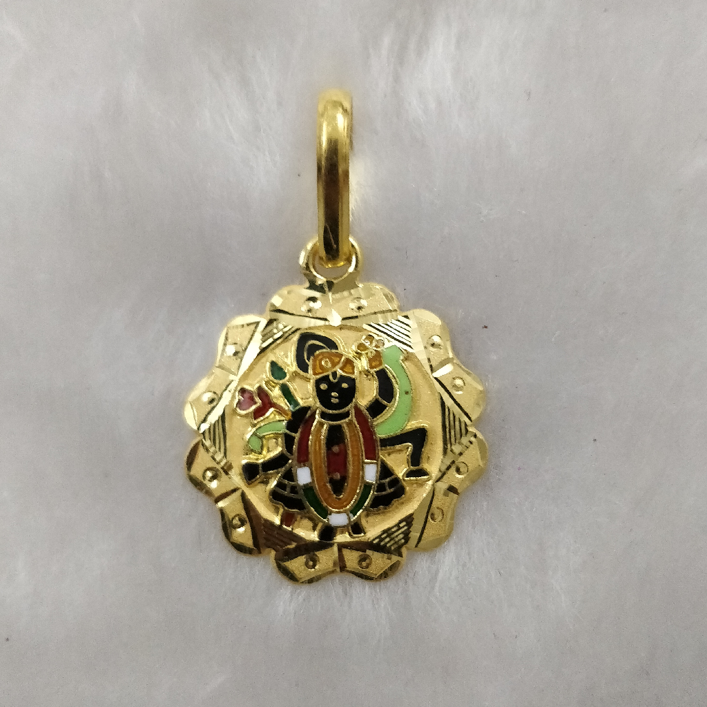 916 Gold Shreenathji Minakari Pendant