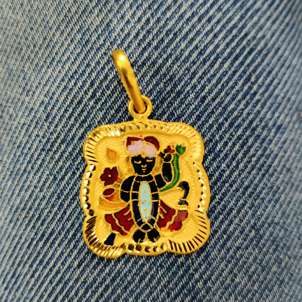 916 Gold Shreenathji Minakari Pendant