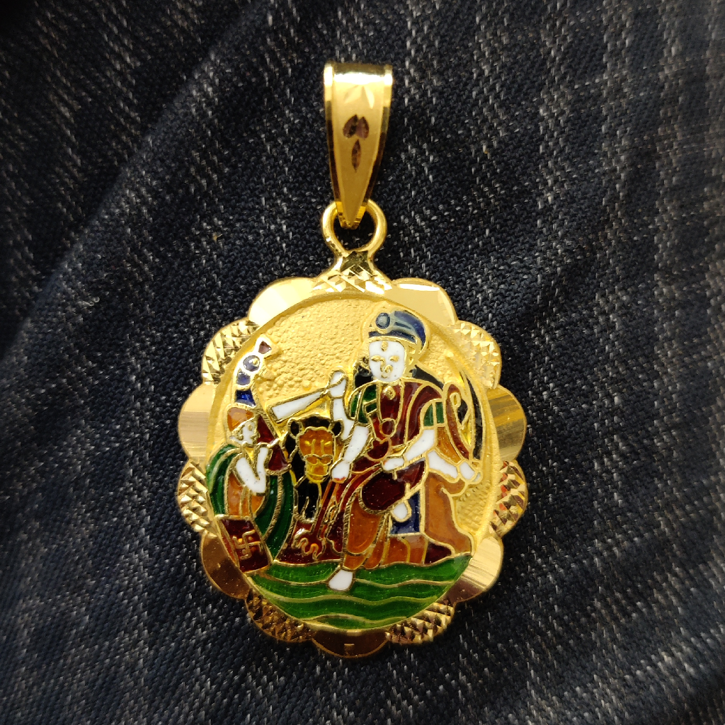 916 Gold Vahanvati Maa Minakari Pendant