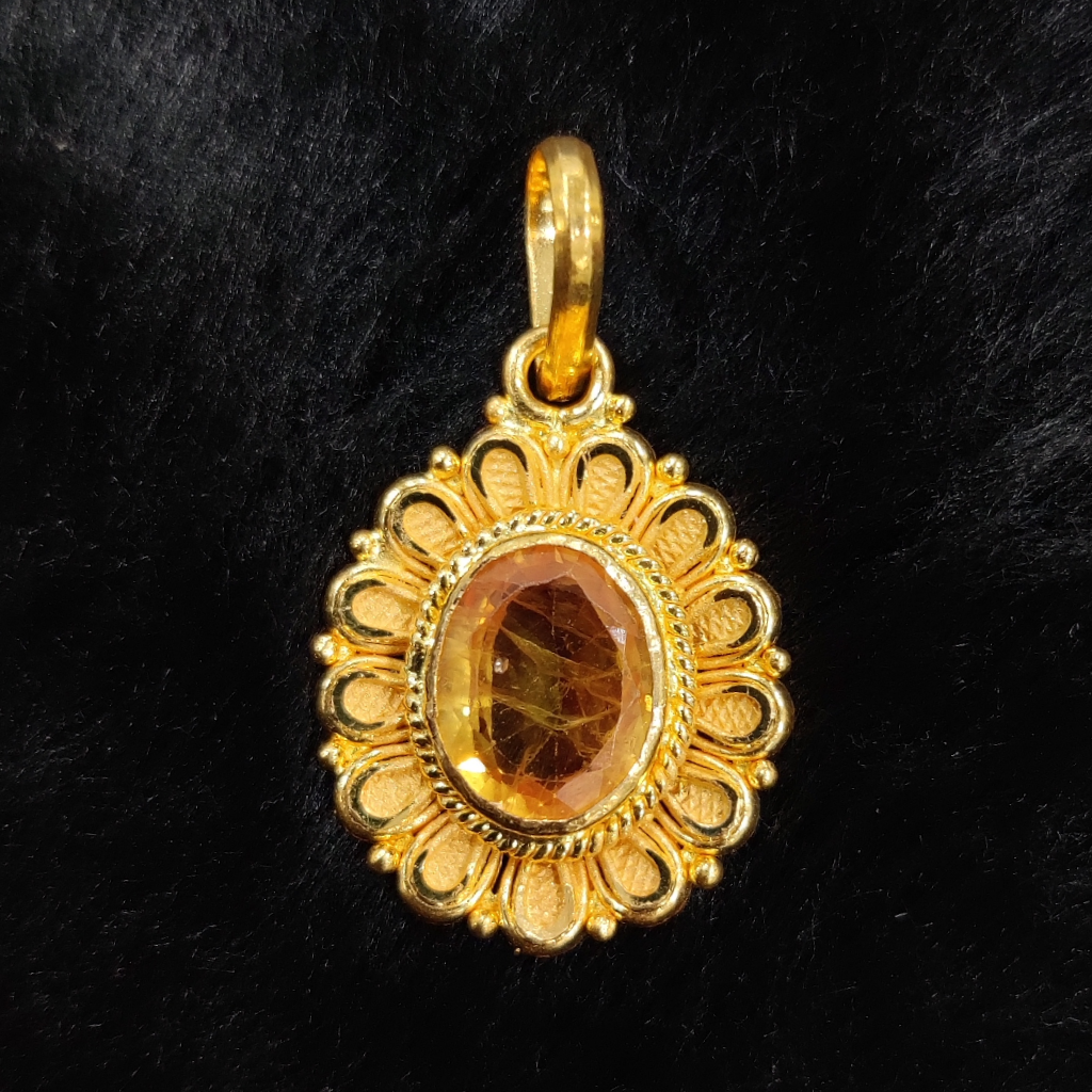 916 Gold Fancy Singal Stone Pendant - Image 2