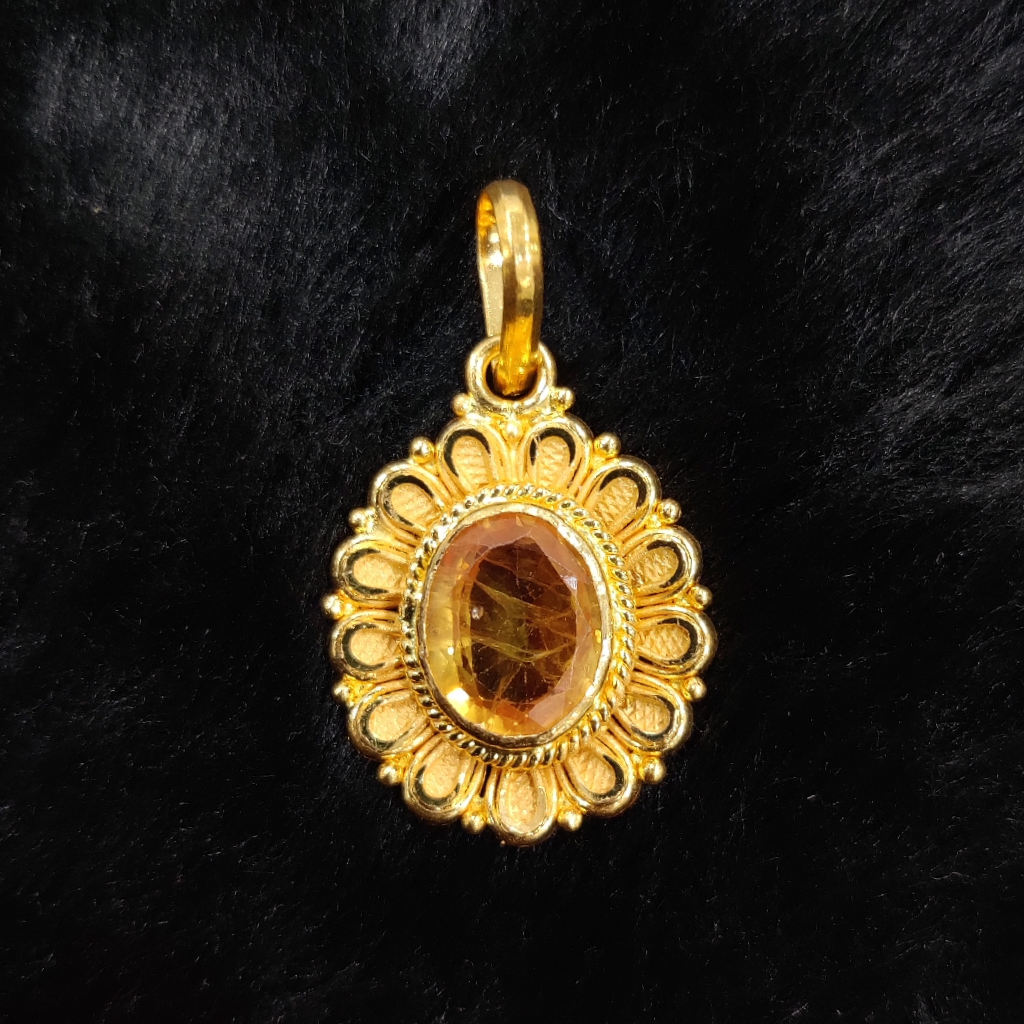 916 Gold Fancy Singal Stone Pendant