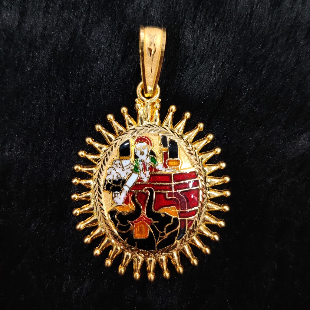 916 Gold Fancy Gent's Shakti Maa Minakari Pendant