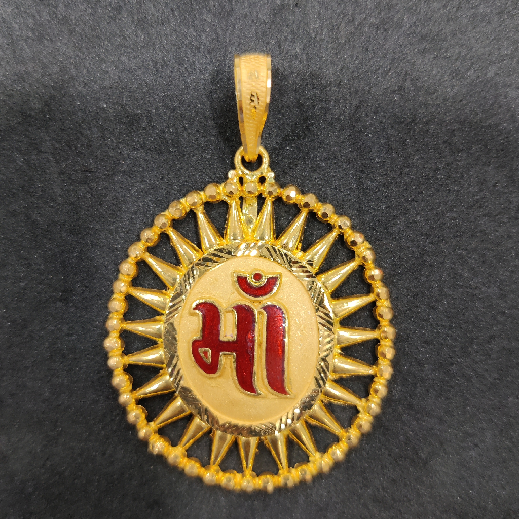 916 Gold Fancy Gent's Maa Minakari Pendant
