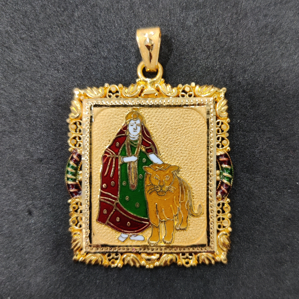 916 Gold Fancy Gent's Shakti Maa Minakari Pendant