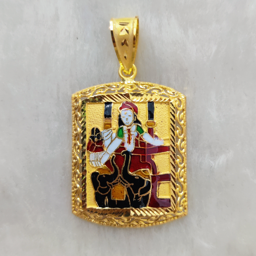 916 Gold Fancy Gent's Shakti Maa Minakari Pendant