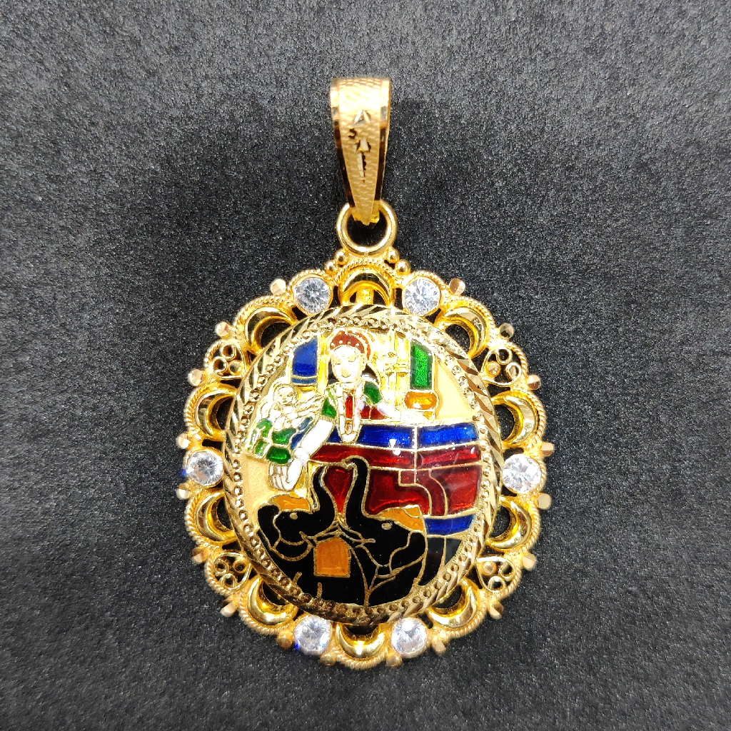 916 Gold Fancy Gent's Shakti Maa Minakari Pendant