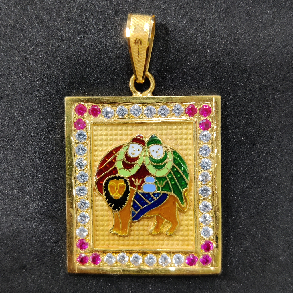 916 Gold Fancy Gent's Chamunda Maa Minakari Pendant