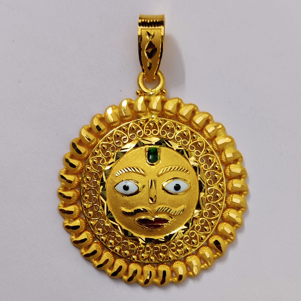 916 Gold Fancy Gent's Surya Minakari Pendant