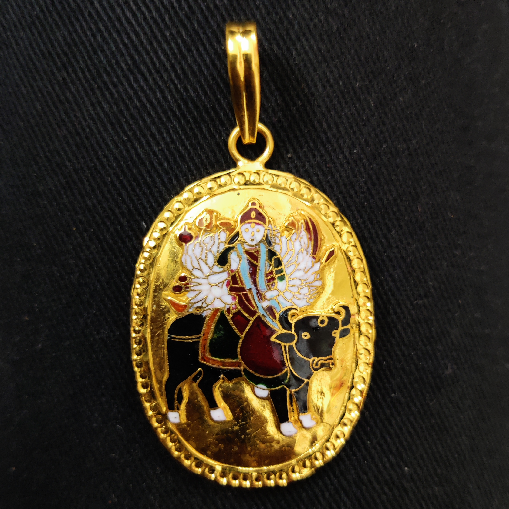 916 Gold Fancy Gent's Visat Maa Minakari Pendant