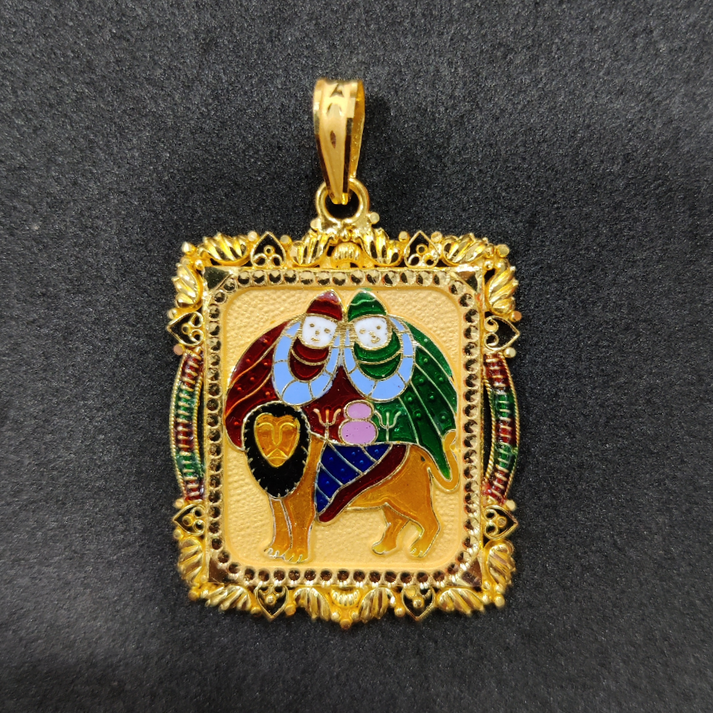 916 Gold Fancy Gent's Chamunda Maa Minakari Pendant