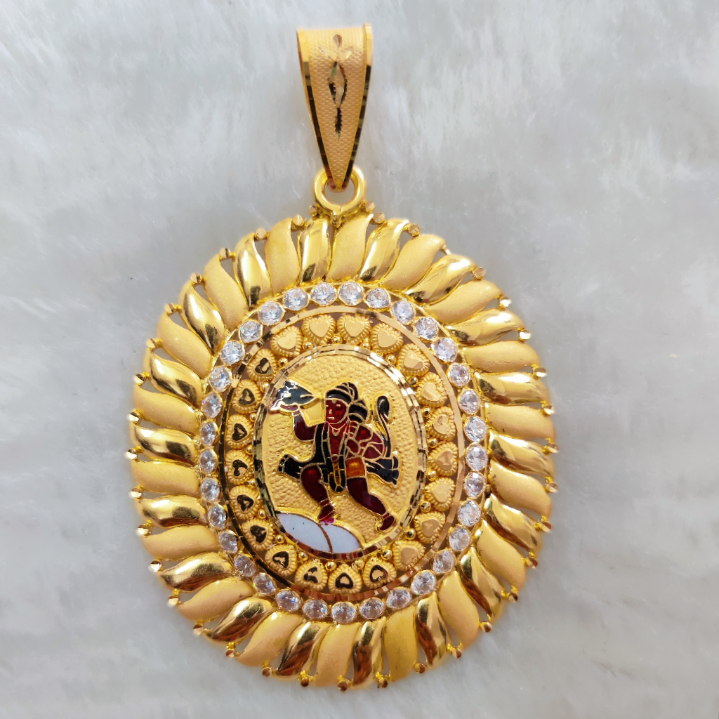 916 gold hanumanji minakari pendant