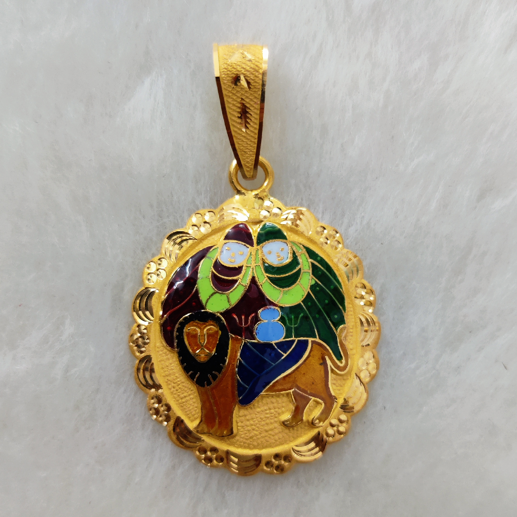 916 Gold Fancy Gent's Chamunda Maa Minakari Pendant