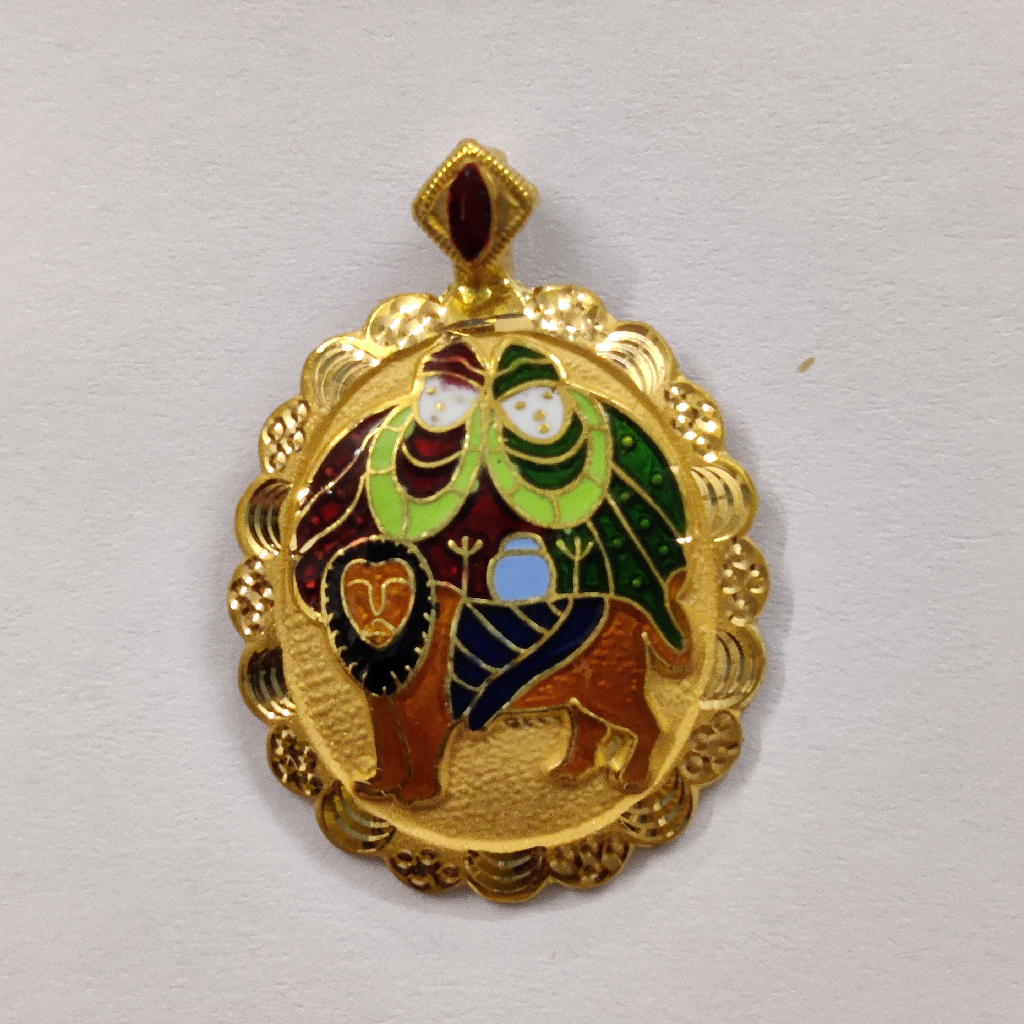 916 Gold Fancy Gent's Chamunda Maa Minakari Pendant