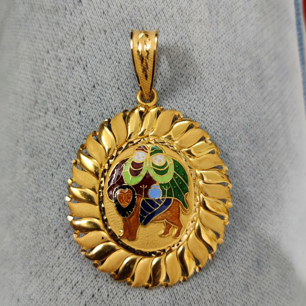 916 Gold Fancy Gent's Chamunda Maa Minakari Pendant
