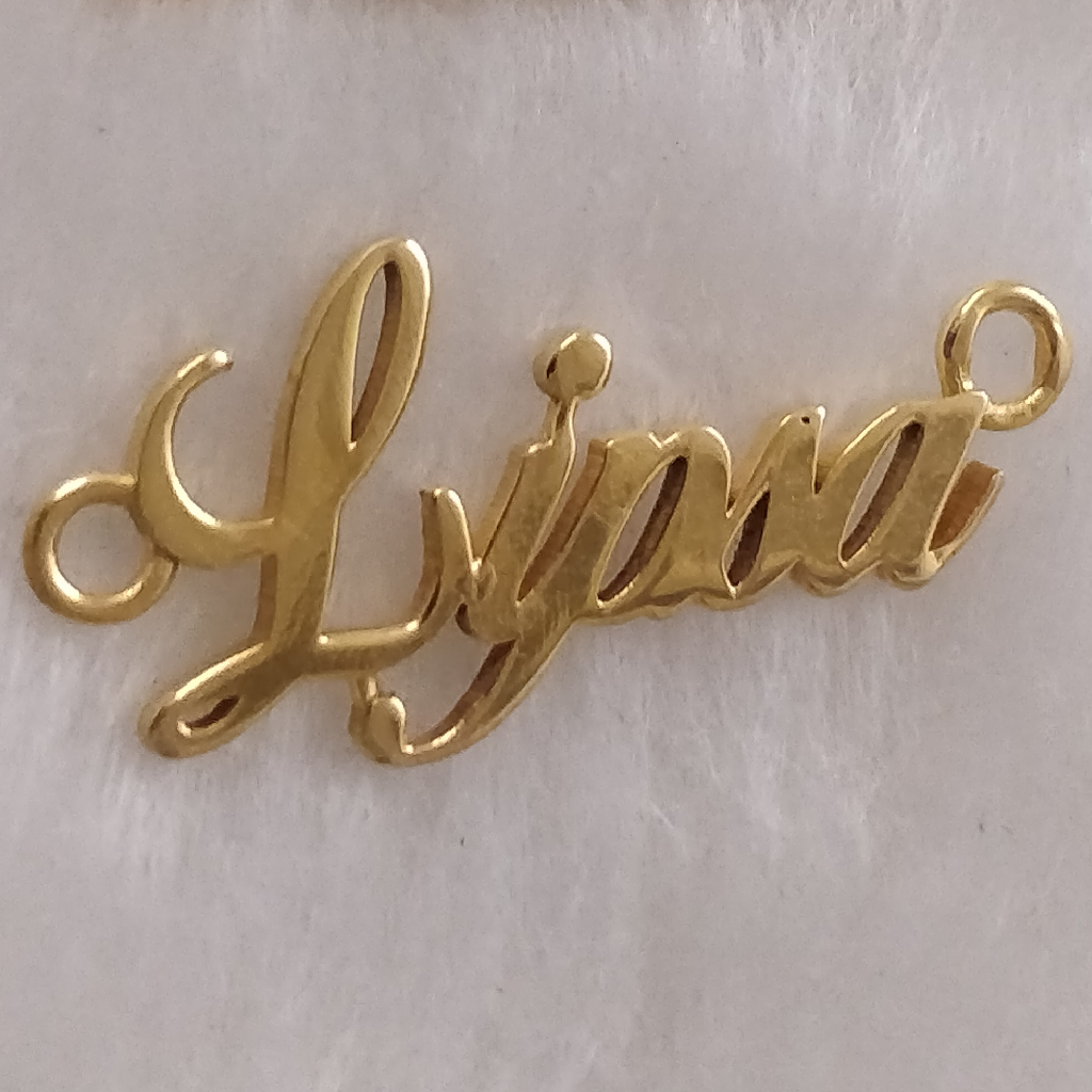 916 Gold Fancy Aricuting Named Pendant