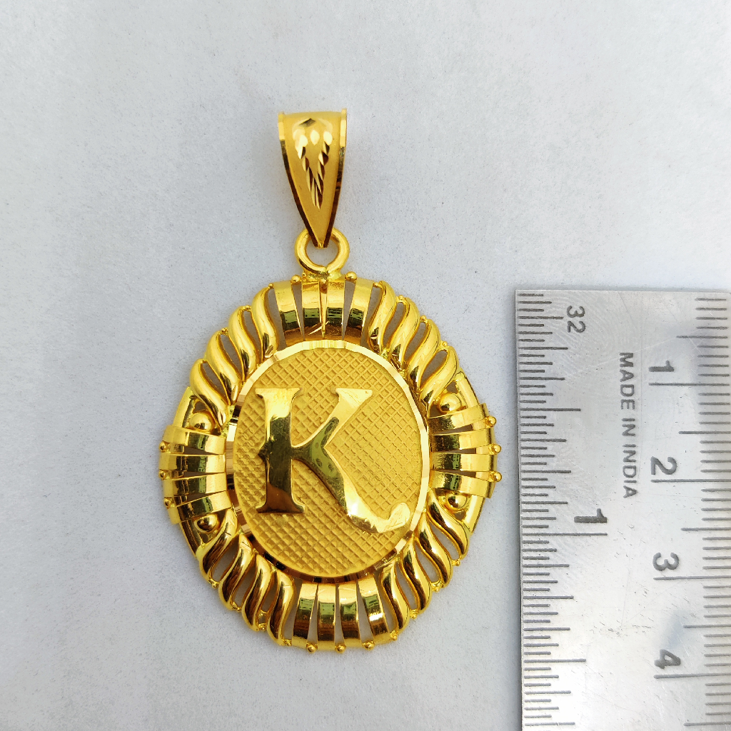 916 Gold Fancy Gent's K Letter Pendant
