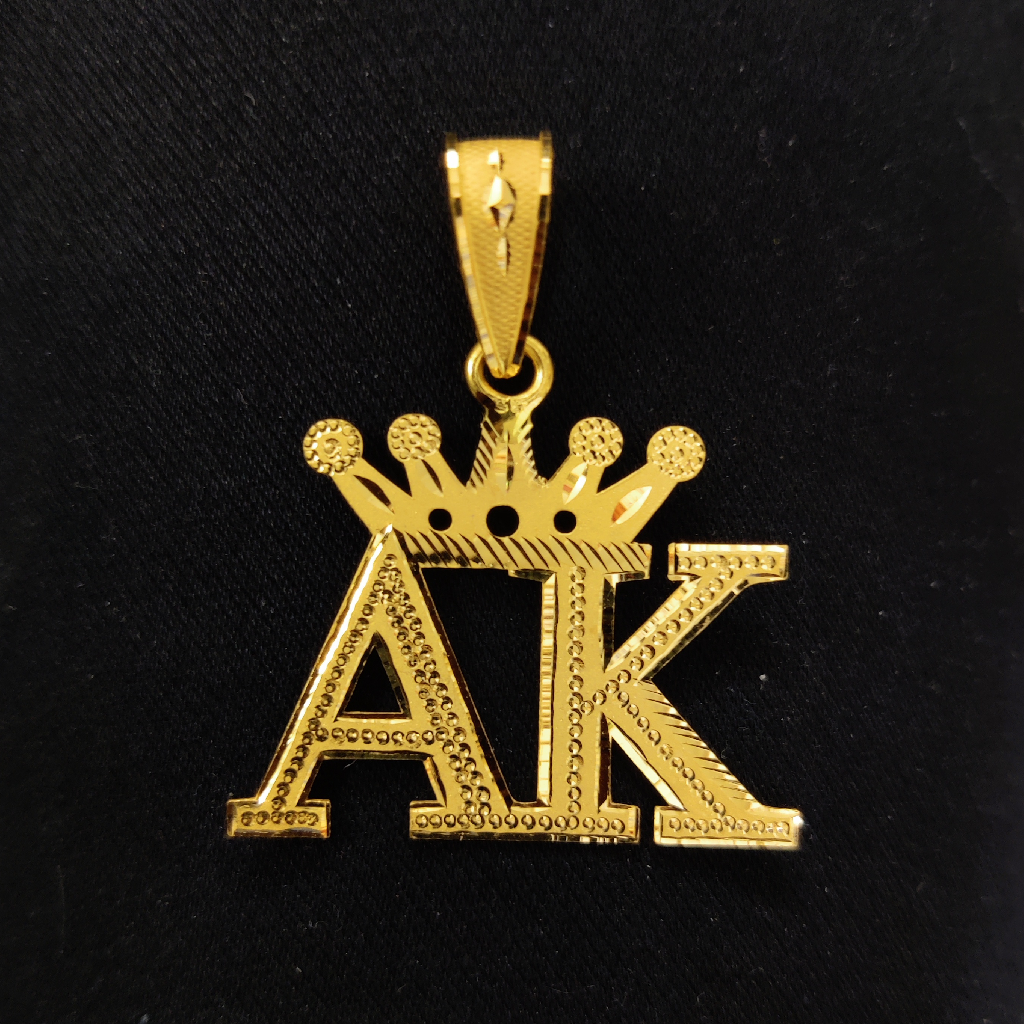 916 Gold Fancy Gent's Aricuting Ak Pendant With Crown