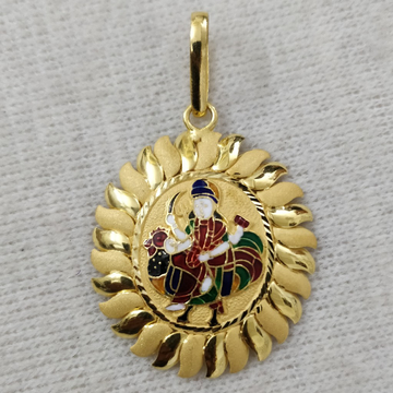 916 Gold Fancy Gent's Bahuchar Maa Minakari Pendant