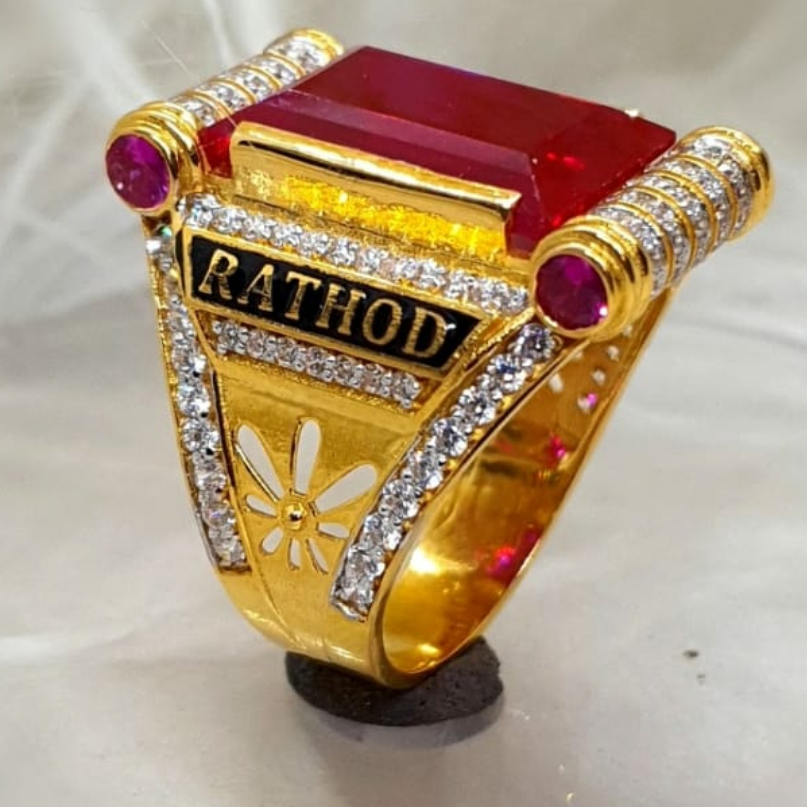 916 Gold Fancy Gent's Singal Stone Ring