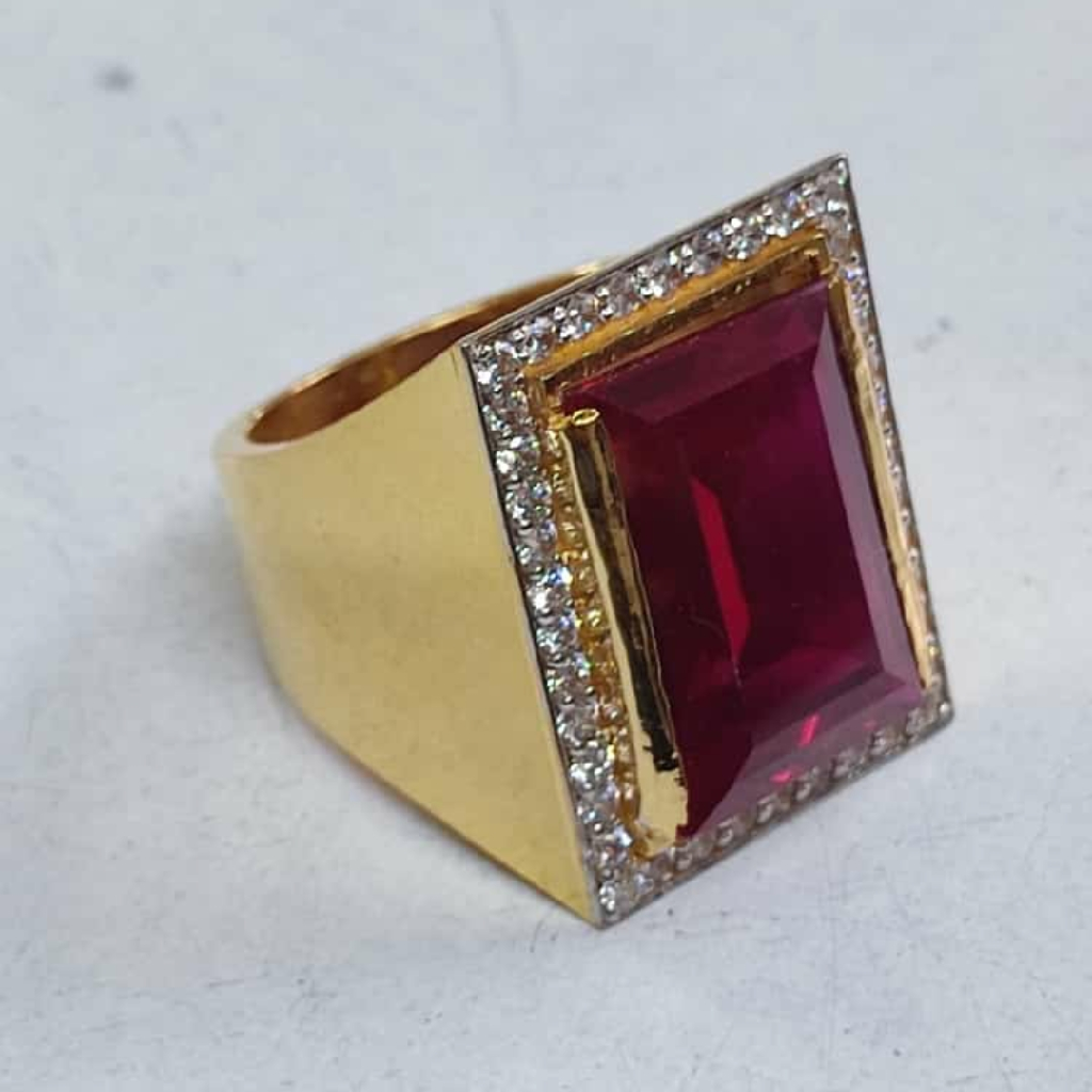 916 Gold Fancy Gent's Singal Stone Ring