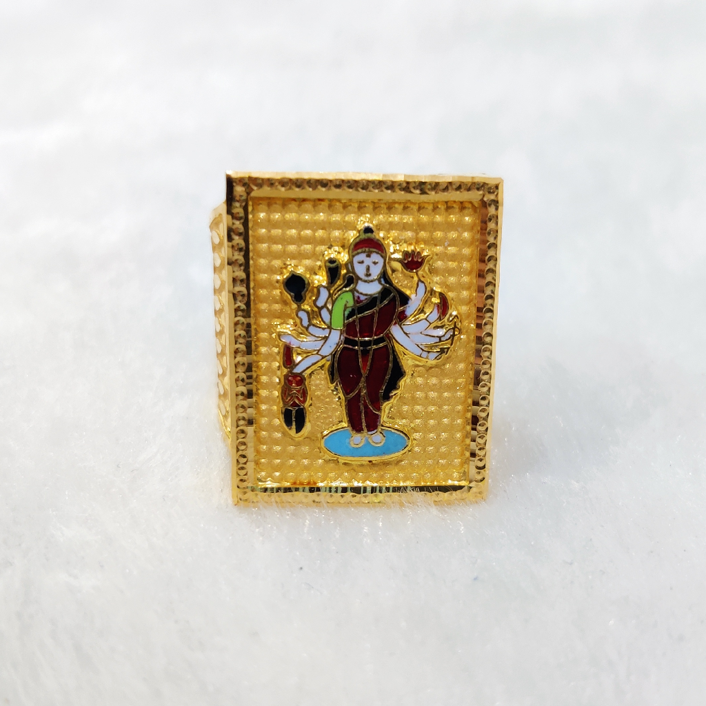 916 Gold Fancy Gent's Sadhi Maa Minakari Ring