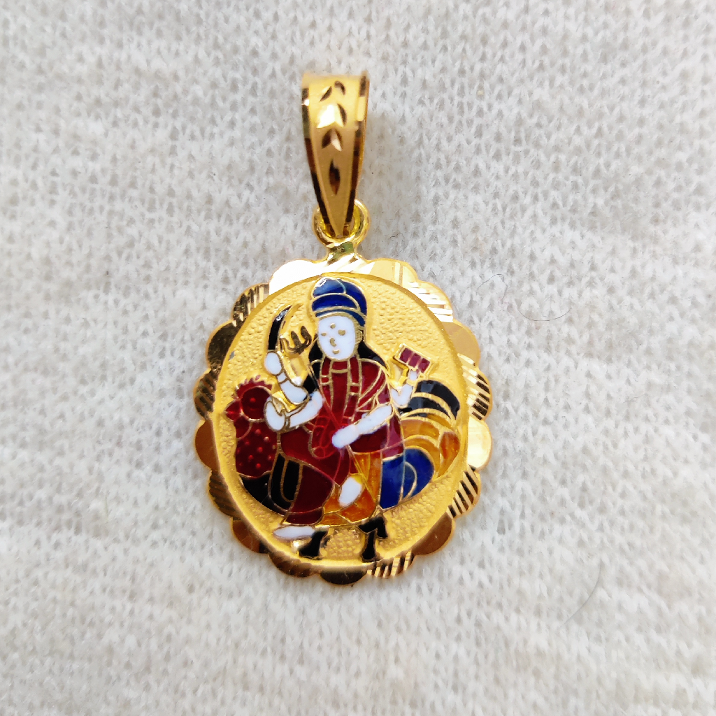 916 gold Plain bahuchar maa minakari pendant
