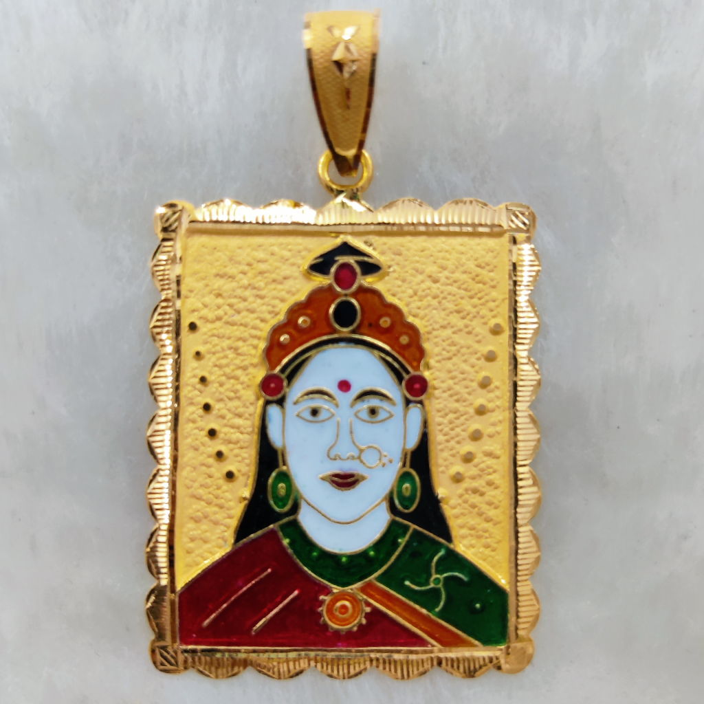 916 Gold Chehar Maa Minakari Pendant