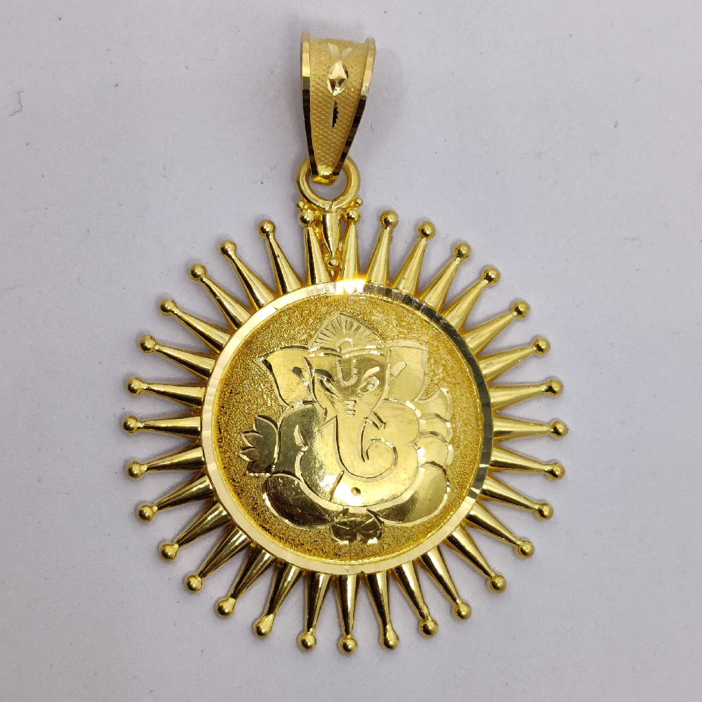 916 gold fancy gent's ganapati engraving pendant