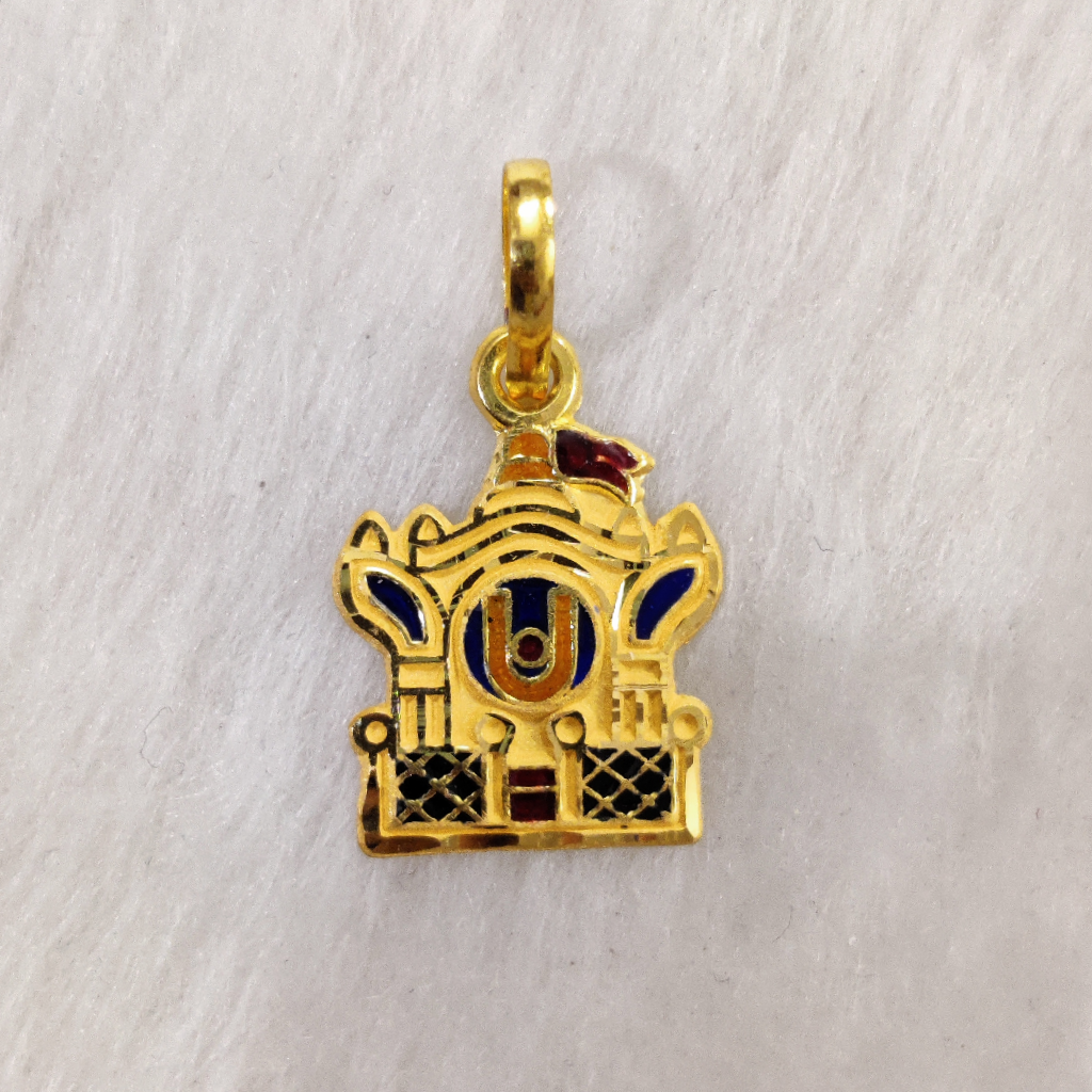 22k gold aksharderi minakari pendant