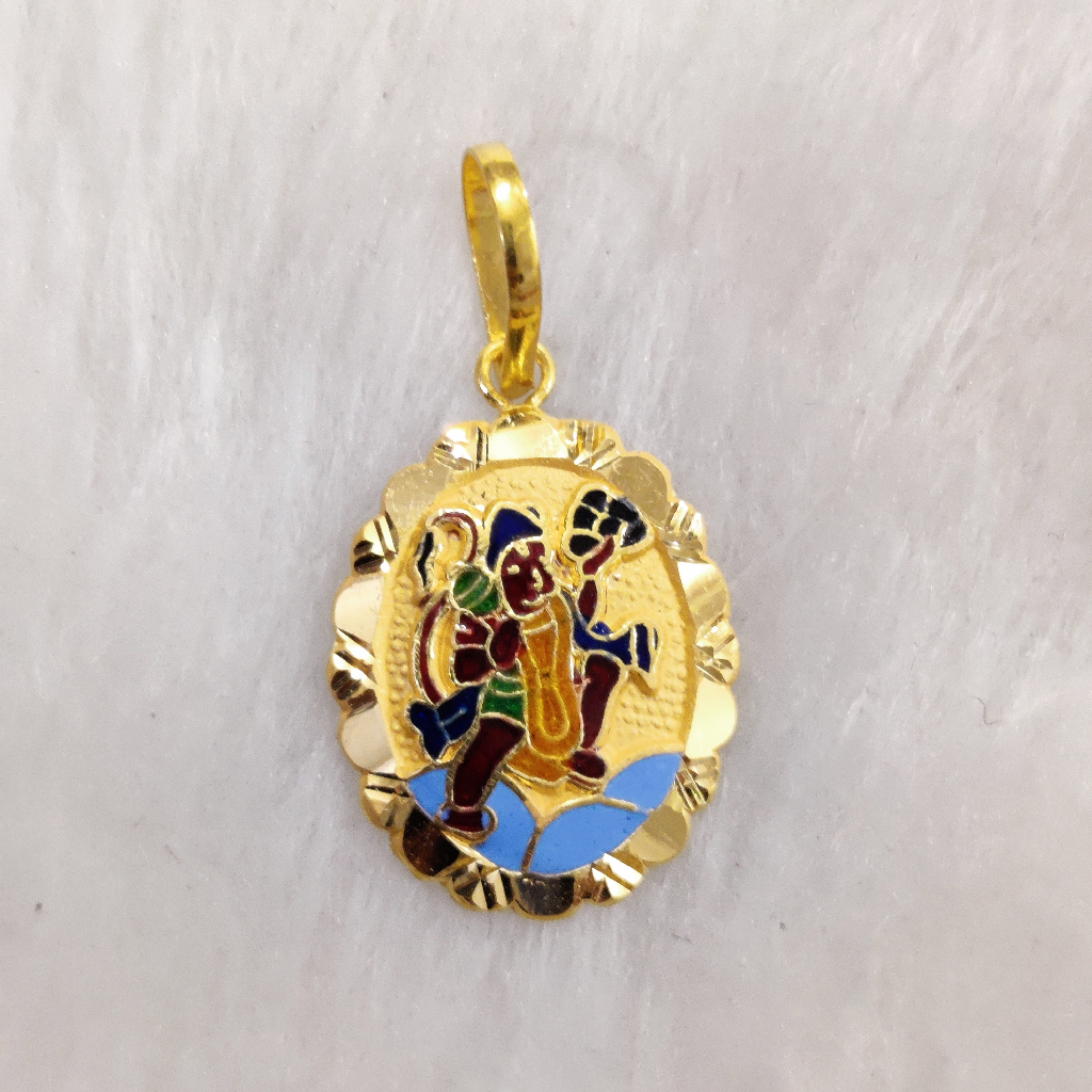 916 gold gent's hanumanji minakari pendant