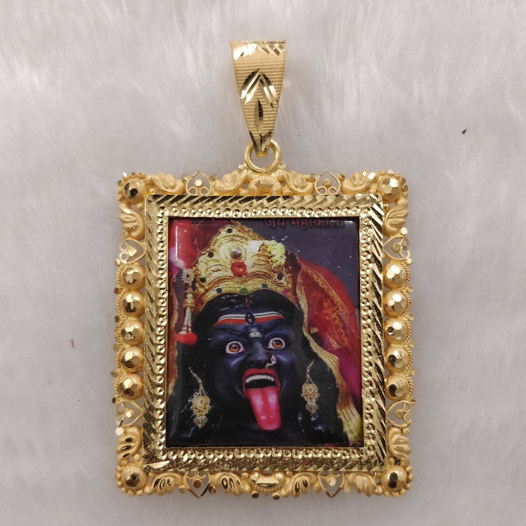 916 Gold Fancy Gent's Mahakali Maa Photo Frame Pendant